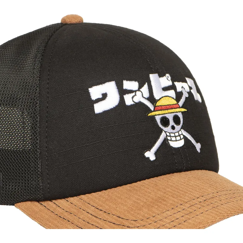 cappellino-trucker-nero-e-marrone-straw-hat-pirates-op6-one-one-piece-di-capslab
