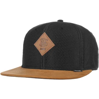 Cappello snapback nero e marrone a visiera piatta Honey Knit di Djinns