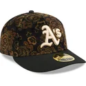 cappellino-curvo-nero-regolabile-59fifty-low-profile-floral-cord-three-looms-printed-corduroy-di-oakland-athletics-mlb-di-new-er