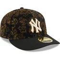 cappellino-curvo-nero-aderente-59fifty-low-profile-floral-cord-three-looms-printed-corduroy-dei-new-york-yankees-mlb-di-new-er