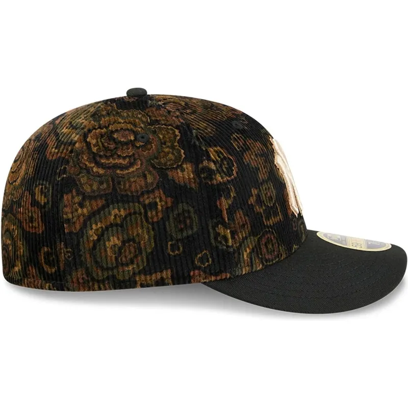 cappellino-curvo-nero-chiuso-59fifty-low-profile-floral-cord-three-looms-printed-corduroy-dei-new-york-yankees-mlb-di-new-er