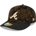 cappellino-curvo-nero-aderente-59fifty-low-profile-floral-cord-three-looms-printed-corduroy-degli-atlanta-braves-mlb-di-new-er
