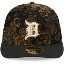 cappellino-curvo-nero-aderente-59fifty-low-profile-floral-cord-three-looms-printed-corduroy-dei-detroit-tigers-mlb-di-new-era