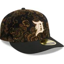 cappellino-curvo-nero-aderente-59fifty-low-profile-floral-cord-three-looms-printed-corduroy-dei-detroit-tigers-mlb-di-new-era