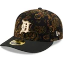 cappellino-curvo-nero-aderente-59fifty-low-profile-floral-cord-three-looms-printed-corduroy-dei-detroit-tigers-mlb-di-new-era