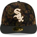 cappellino-curvo-nero-aderente-59fifty-low-profile-floral-cord-three-looms-printed-corduroy-dei-chicago-white-sox-mlb-di-new-era