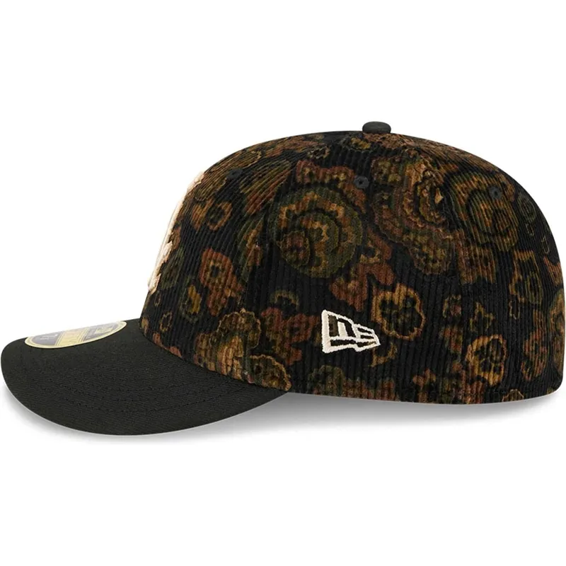 cappellino-curvo-nero-chiuso-59fifty-low-profile-floral-cord-three-looms-printed-corduroy-dei-chicago-white-sox-mlb-di-new-e
