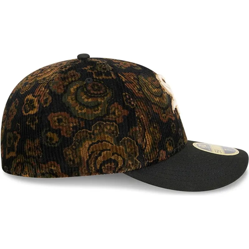 cappellino-curvo-nero-regolabile-59fifty-low-profile-floral-cord-three-looms-printed-corduroy-dei-chicago-white-sox-mlb-di-new-e