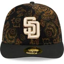 cappellino-curvo-nero-aderente-59fifty-low-profile-floral-cord-three-looms-printed-corduroy-dei-san-diego-padres-mlb-di-new-era