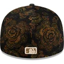 cappello-curvo-nero-aderente-59fifty-low-profile-floral-cord-three-looms-printed-corduroy-dei-san-diego-padres-mlb-di-new-era