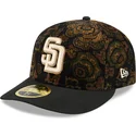 cappellino-curvo-nero-aderente-59fifty-low-profile-floral-cord-three-looms-printed-corduroy-dei-san-diego-padres-mlb-di-new-era