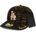 cappellino-nero-curvo-aderente-59fifty-low-profile-floral-cord-three-looms-printed-corduroy-dei-los-angeles-dodgers-mlb-di-new