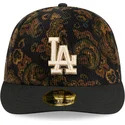 cappellino-nero-curvo-regolabile-59fifty-low-profile-floral-cord-three-looms-printed-corduroy-dei-los-angeles-dodgers-mlb-di-new