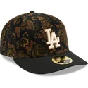 cappello-curvo-nero-aderente-59fifty-low-profile-floral-cord-three-looms-printed-corduroy-dei-los-angeles-dodgers-mlb-di-new-era