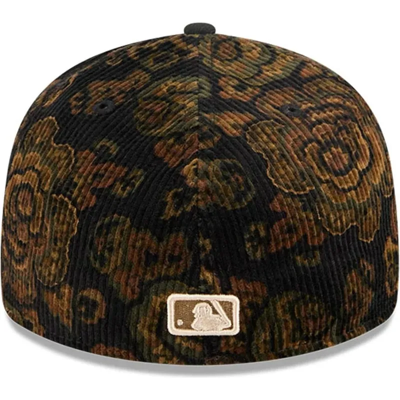 cappellino-curvo-nero-regolabile-59fifty-low-profile-floral-cord-three-looms-printed-corduroy-dei-boston-red-sox-mlb-di-new-era