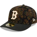 cappellino-curvo-nero-aderente-59fifty-low-profile-floral-cord-three-looms-printed-corduroy-dei-boston-red-sox-mlb-di-new-era