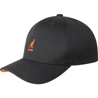 Cappellino curvo nero aderente Wool Flexfit Baseball Beluga Black di Kangol