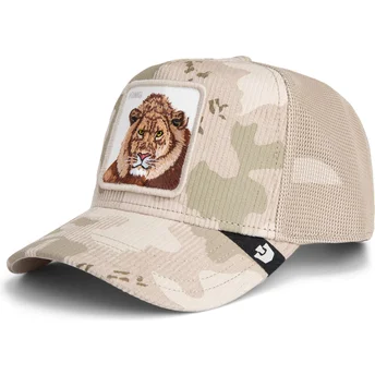 Cappello trucker beige leone King Corduroy Camo The Farm di Goorin Bros.