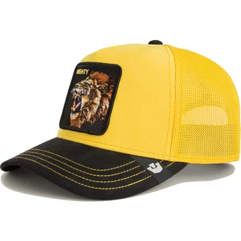 Cappellino trucker giallo e nero leone Mighty Lion Suede The Farm di Goorin Bros.