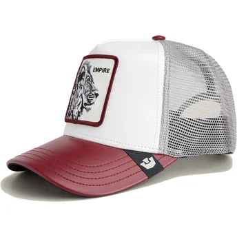Gorra trucker bianca e rossa leone Empire Courtside The Farm di Goorin Bros.
