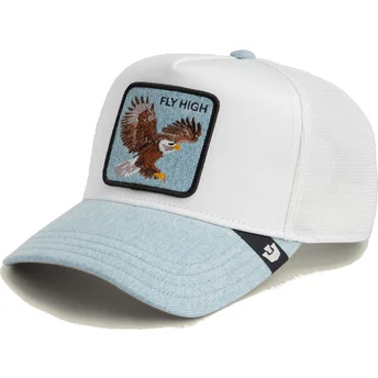 Gorra trucker bianca e blu aquila Fly High Denim The Farm di Goorin Bros.