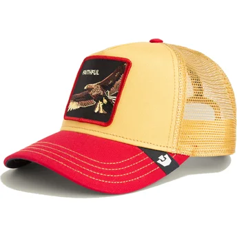 Gorra trucker gialla e rossa aquila The Faithful Eagle Sport The Farm di Goorin Bros.