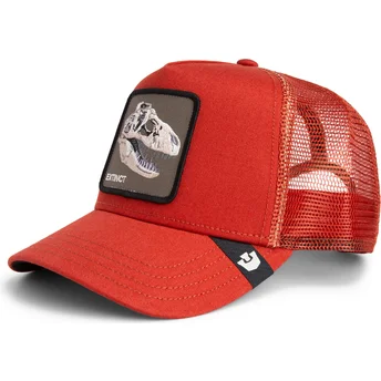 Gorra trucker rossa dinosauro T-Rex The Extinct Skull Grit The Farm di Goorin Bros.