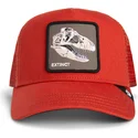 gorra-trucker-rossa-dinosauro-t-rex-the-extinct-skull-grit-the-farm-di-goorin-bros