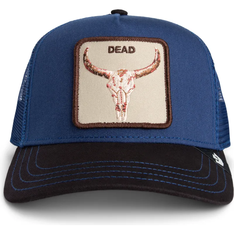 cappello-trucker-blu-e-nero-bue-two-tone-skull-grit-the-farm-di-goorin-bros