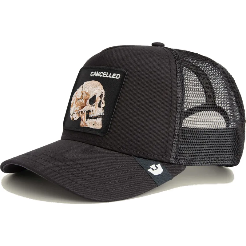cappellino-trucker-nero-teschio-the-cancelled-skull-grit-the-farm-di-goorin-bros