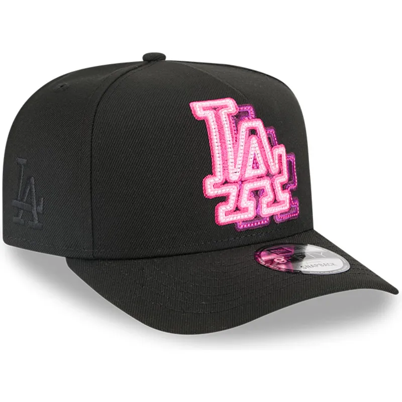 cappellino-curvo-nero-snapback-9fifty-a-frame-neon-dei-los-angeles-dodgers-mlb-di-new-era