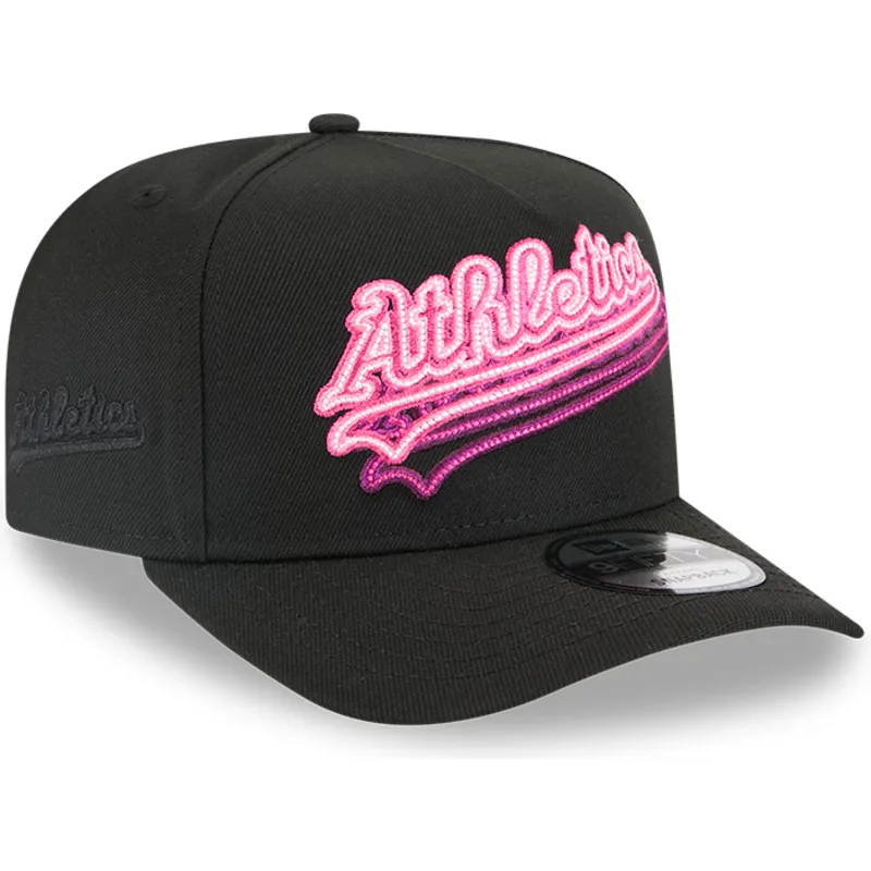 cappellino-curvo-nero-snapback-9fifty-a-frame-neon-di-oakland-athletics-mlb-di-new-era