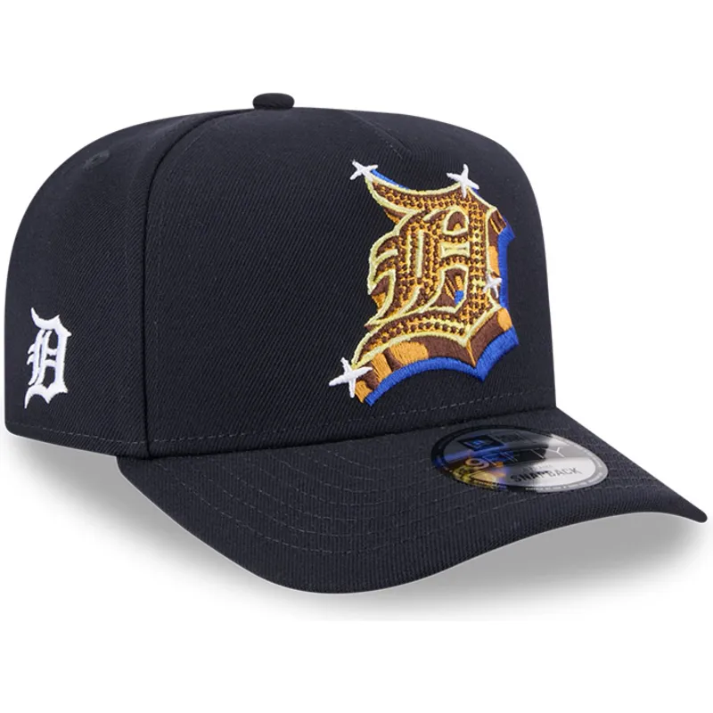 cappellino-curvo-blu-marino-snapback-9fifty-a-frame-emblem-di-detroit-tigers-mlb-di-new-era