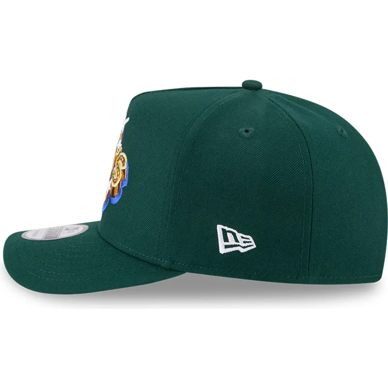 cappellino-curvo-verde-snapback-9fifty-a-frame-emblem-di-oakland-athletics-mlb-di-new-era