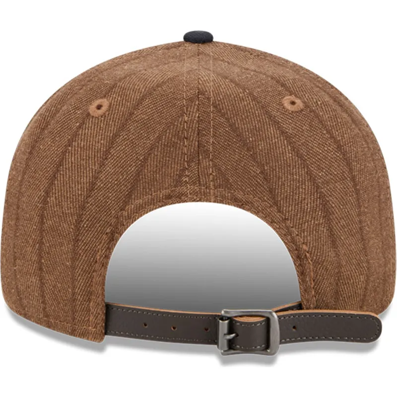 cappello-piatto-marrone-e-blu-navy-regolabile-9fifty-retro-crown-wool-pinstripe-di-boston-red-sox-mlb-di-new-era