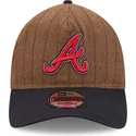 cappellino-curvo-marrone-e-blu-navy-regolabile-9twenty-a-frame-wool-pinstripe-degli-atlanta-braves-mlb-di-new-era
