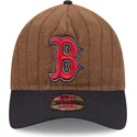 cappellino-curvo-marrone-e-blu-marino-regolabile-9twenty-a-frame-wool-pinstripe-di-boston-red-sox-mlb-di-new-era