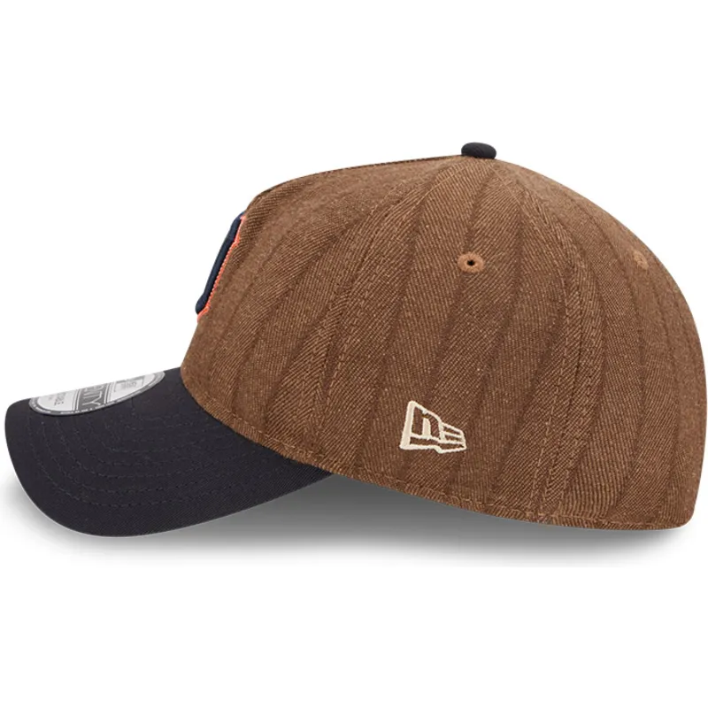 cappellino-curvo-marrone-e-blu-marino-regolabile-9twenty-a-frame-wool-pinstripe-di-detroit-tigers-mlb-di-new-era