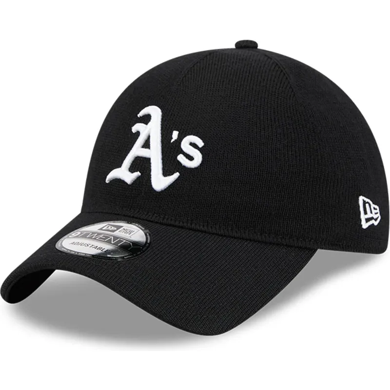 cappellino-curvo-nero-regolabile-9twenty-merino-wool-di-oakland-athletics-mlb-di-new-era