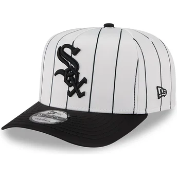 Cappello curvo bianco e nero snapback 9FIFTY A Frame Satin Pinstripe dei Chicago White Sox MLB di New Era