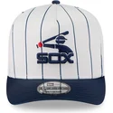 cappellino-visiera-curva-bianco-e-blu-marino-snapback-9fifty-a-frame-satin-pinstripe-di-chicago-white-sox-mlb-di-new-era