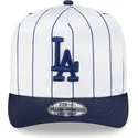 cappellino-visiera-curva-bianco-e-blu-snapback-9fifty-a-frame-satin-pinstripe-di-los-angeles-dodgers-mlb-di-new-era