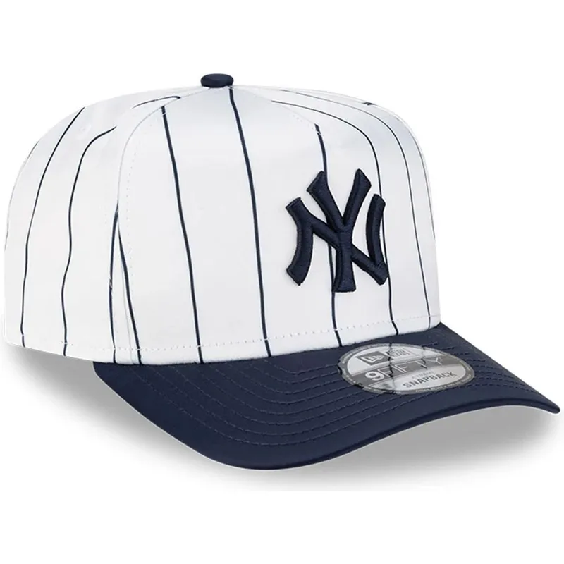 cappellino-visiera-curva-bianco-e-blu-marino-snapback-9fifty-a-frame-satin-pinstripe-di-new-york-yankees-mlb-di-new-era