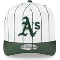 cappellino-curvo-bianco-e-verde-snapback-9fifty-a-frame-satin-pinstripe-di-oakland-athletics-mlb-di-new-era