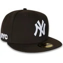 cappello-piatto-marrone-aderente-59fifty-nyc-side-dei-new-york-yankees-mlb-di-new-era