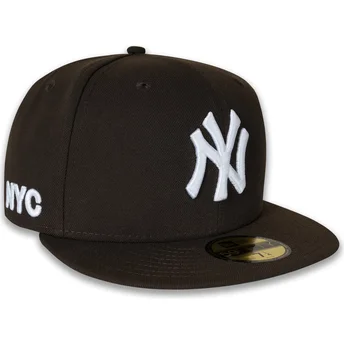 Cappello piatto marrone aderente 59FIFTY NYC Side dei New York Yankees MLB di New Era