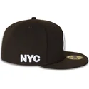 cappello-piatto-marrone-aderente-59fifty-nyc-side-dei-new-york-yankees-mlb-di-new-era