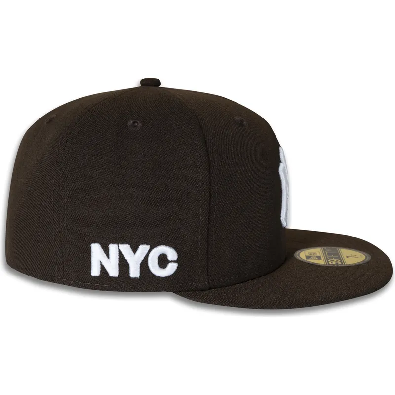 cappello-piatto-marrone-regolabile-59fifty-nyc-side-dei-new-york-yankees-mlb-di-new-era