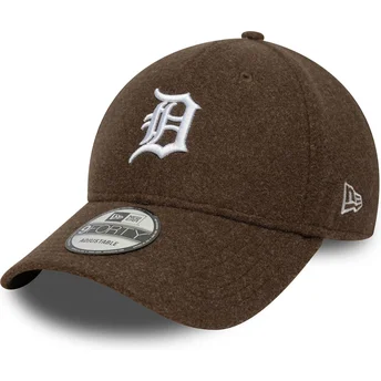 Cappellino curvo marrone snapback 9FORTY Melton Wool di Detroit Tigers MLB di New Era