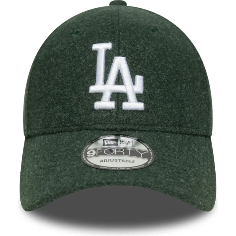 cappellino-con-visiera-curva-verde-snapback-9forty-melton-wool-di-los-angeles-dodgers-mlb-di-new-era